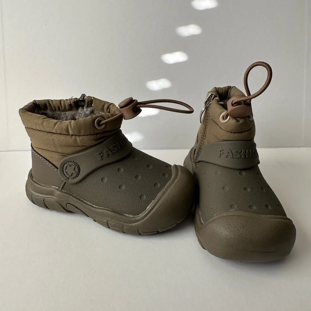 Toddler Waterproof Winter Boots – Faux Fur Lined, 6.5BB Brown